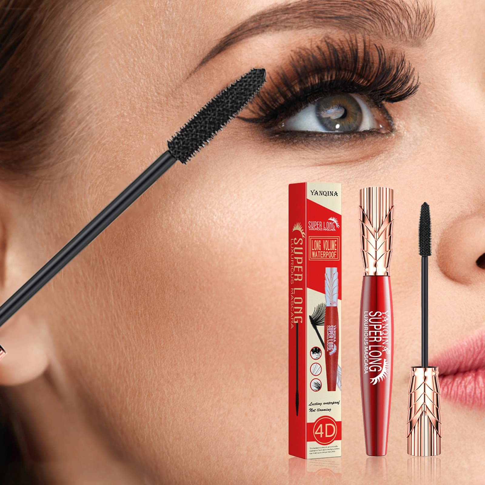 Fiber Mascara Fiber Long Curly No Dizzy Crown Shaped Mascara Thick Curly Waterproof Sweat Proof Long-lasting Eye Black