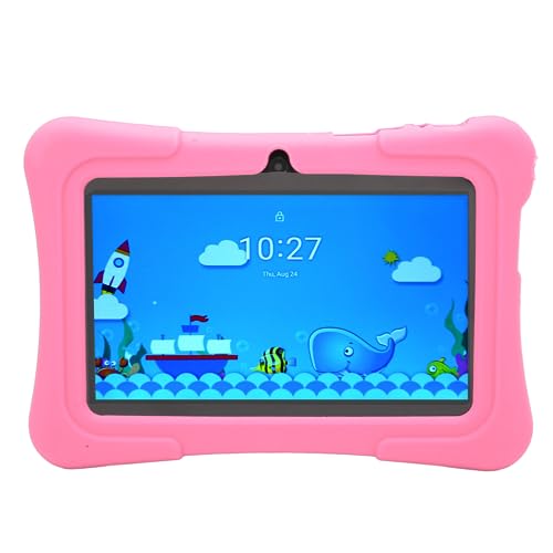 Honio Cute Kids Tablet, WiFi Touch Screen, 7 Inch Kids Tablet, 3000mAh Battery, Dual Camera, Quad Core, 100-240V for Girls for Android 10.0 (US Plug)