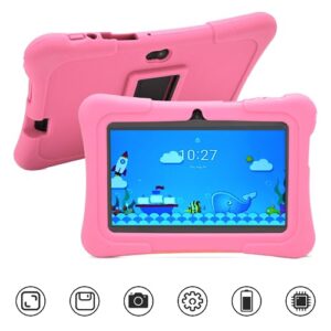 Honio Cute Kids Tablet, WiFi Touch Screen, 7 Inch Kids Tablet, 3000mAh Battery, Dual Camera, Quad Core, 100-240V for Girls for Android 10.0 (US Plug)