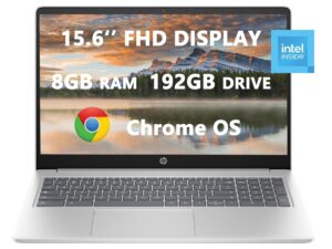 hp 2023 chromebook laptops for student & business, 15.6'' hd computer, intel pcocessor n200(up to 3.7 ghz), ddr5 8gb ram, 192gb(64gb ssd+128gb card), usb-c, wi-fi, lightweight, chrome os, rokc bundle