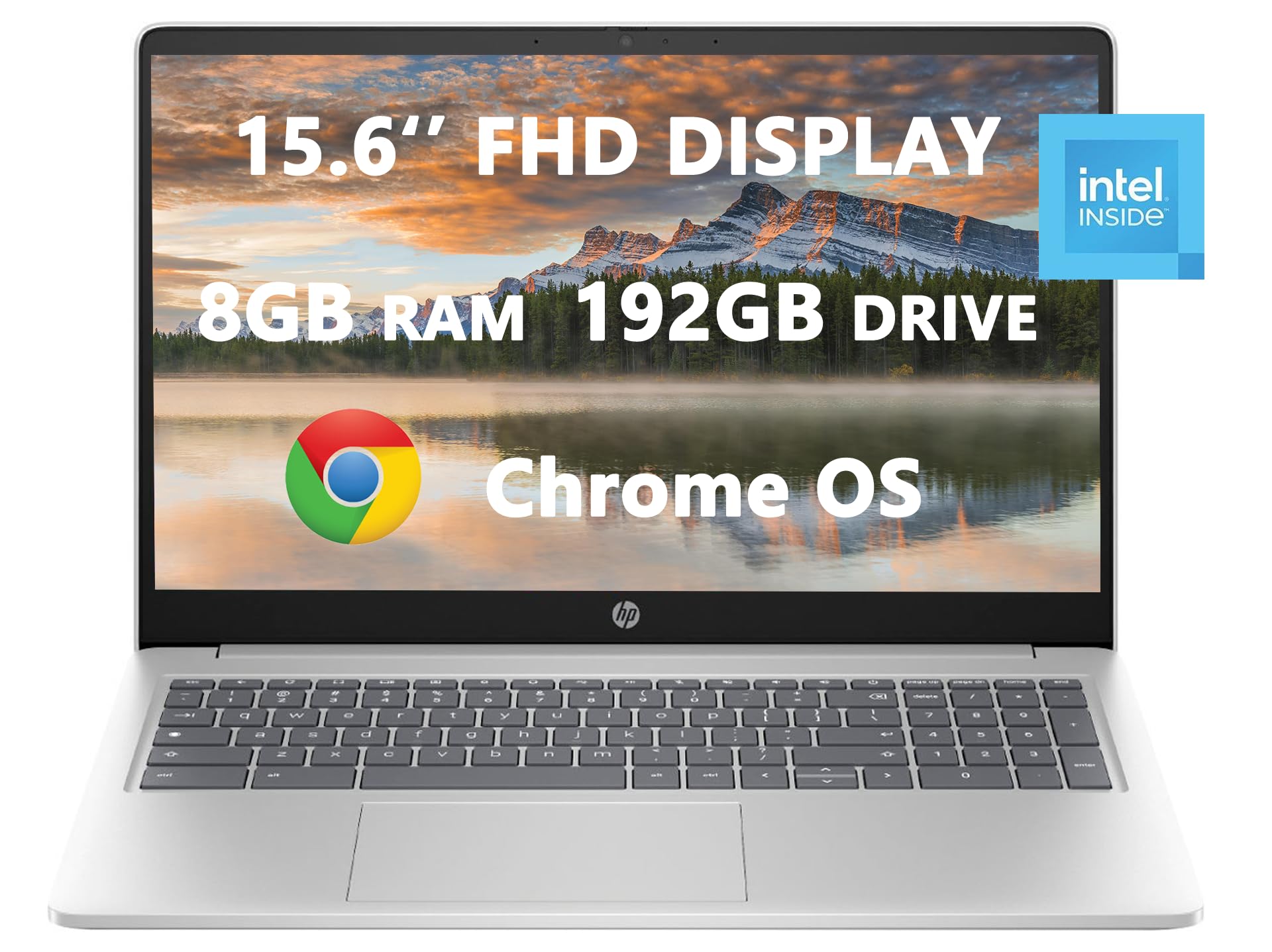 HP 2023 Chromebook Laptops for Student & Business, 15.6'' HD Computer, Intel Pcocessor N200(up to 3.7 GHz), DDR5 8GB RAM, 192GB(64GB SSD+128GB Card), USB-C, Wi-Fi, Lightweight, Chrome OS, ROKC Bundle