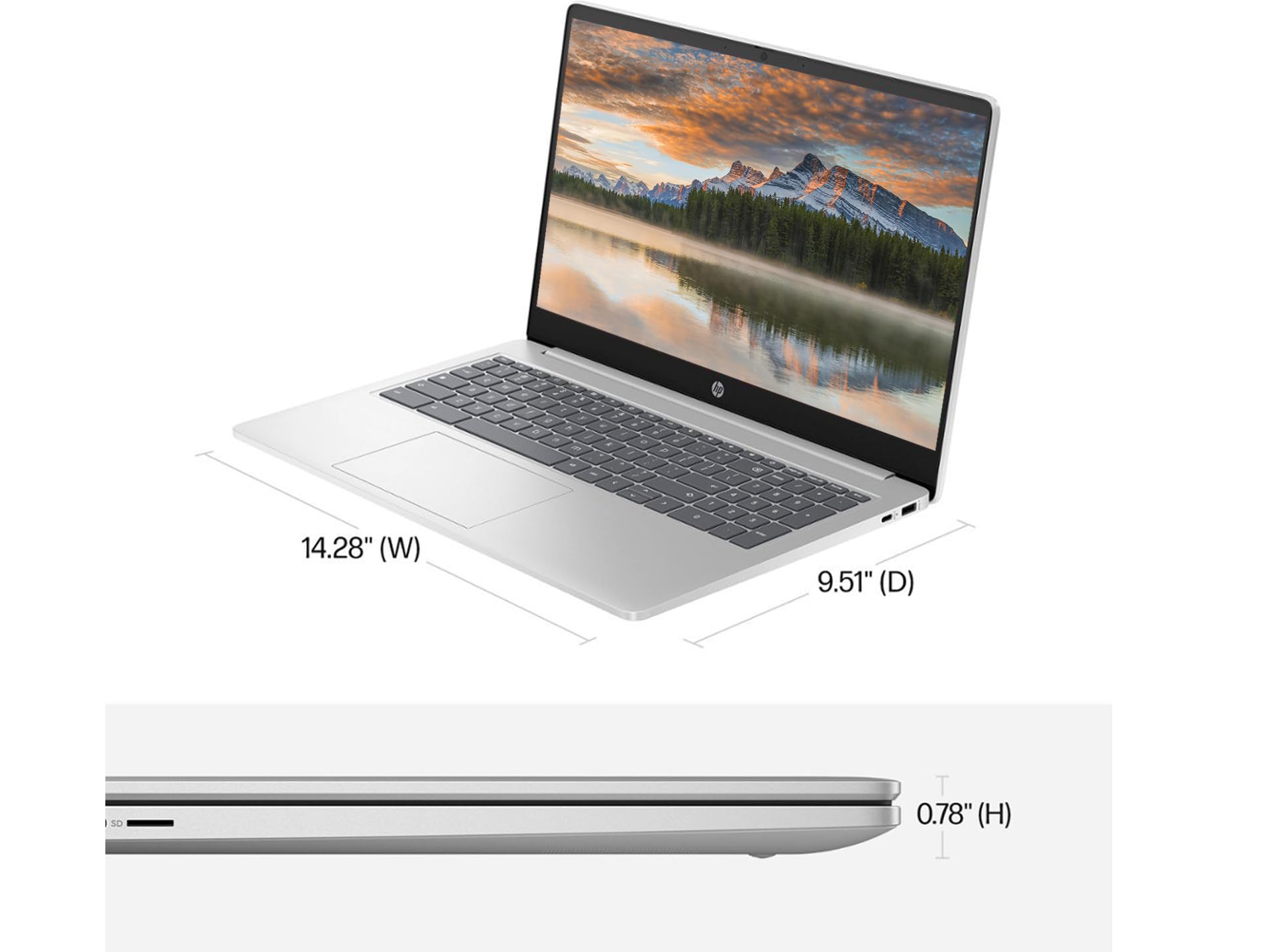 HP 2023 Chromebook Laptops for Student & Business, 15.6'' HD Computer, Intel Pcocessor N200(up to 3.7 GHz), DDR5 8GB RAM, 192GB(64GB SSD+128GB Card), USB-C, Wi-Fi, Lightweight, Chrome OS, ROKC Bundle