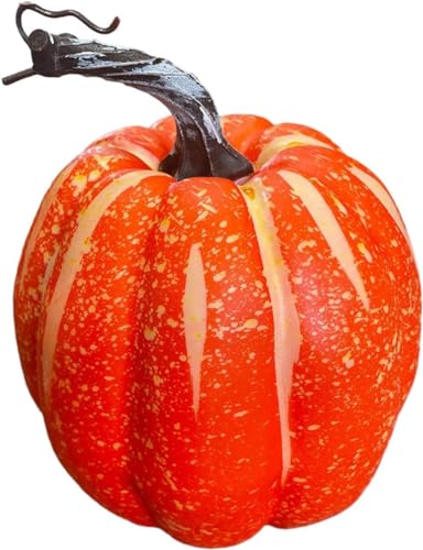 Lifelike Harvest Pumpkin Foam Pumpkin Figurine Artificial Pumpkin Ornament Thanksgiving Fake Pumpkins for Halloween Thanksgiving Home Decor - Orange