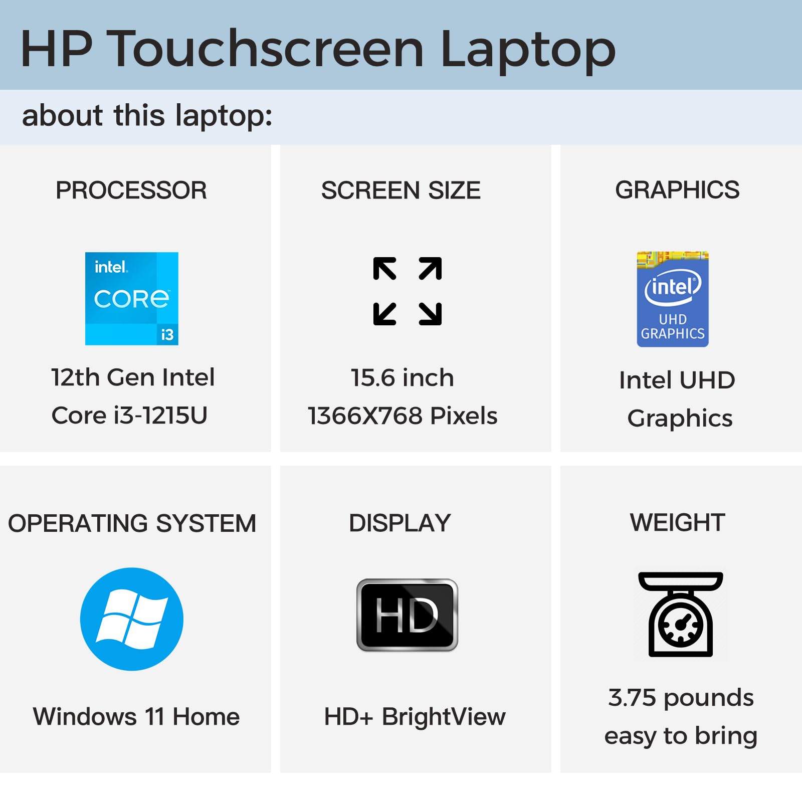 HP 2023 Newest Laptop, 15.6 inch HD Touchscreen, Intel Core i3-1215U (Up to 4.4GHz, Beats i5-1135G7), 32GB RAM, 2TB SSD, Intel UHD Graphics, WiFi, Bluetooth, Long Battery Life, Windows 11 Home