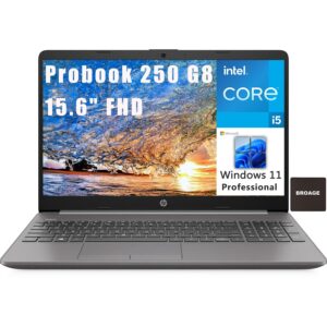 hp probook 250 g8 15.6" fhd laptop, intel core i5-1135g7 (beat i7-1065g7), 16gb ddr4 ram, 512gb pcie ssd, wifi, bt, dark ash silver, windows 11 pro, broag