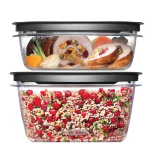 utensilux rubbermaid premier extra large size container bundle set one each of, 9 cup and 14 cup premier flex & seal food storage set, tritan containers, grey flex and seal lids, 4 piece bundle set