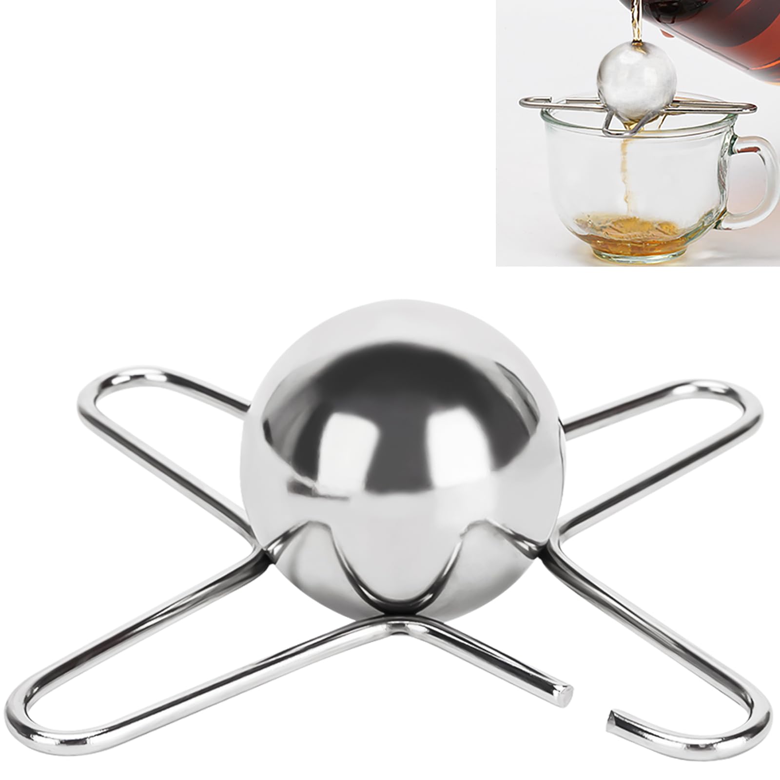WEIGUZC Coffee Cooling Tool with Reusable Stainless Steel Ice Sphere - Unlock Coffee True Flavors, Also Ideal for Bourbon, Scotch, and Cocktails - 40mm Round Shape (1)