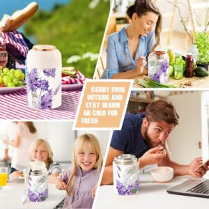 Lavender Peony Bouquet Kids Womens Food Insulated Jar with Spoon 17oz/500ml Containers With Lids Stainless Steel Vacuum Wide Mouth Storage Containers for Keep Food Hot