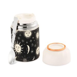 Astrology Totem Stick Figure Kids Womens Insulated Food Jar Container with Spoon 17oz/500ml Kids Lunch Box Stainless Steel Vacuum Portable Thermo Flask for Office Accessories