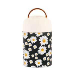 floral daisy chamomile flowers kids womens lunch insulated jar with spoon 17oz/500ml insulated lunch box stainless steel vacuum food warmer lunch containers for hot/cold food