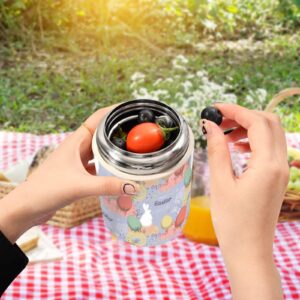 Happy Easter Kids Womens Insulated Food Jar with Spoon 17oz/500ml Container For Hot Food Stainless Steel Vacuum Leakproof Thermal Lunch for Keep Food Hot