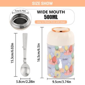 Happy Easter Kids Womens Insulated Food Jar with Spoon 17oz/500ml Container For Hot Food Stainless Steel Vacuum Leakproof Thermal Lunch for Keep Food Hot