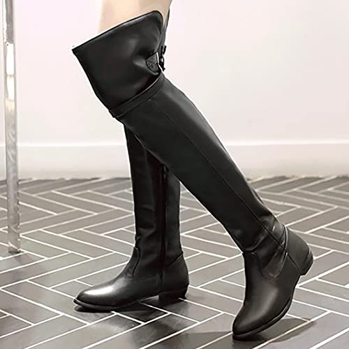 sparkly boots, solid side zipper knee high boots flat bottom flat heel in fall winter women's ankle boots & booties booties