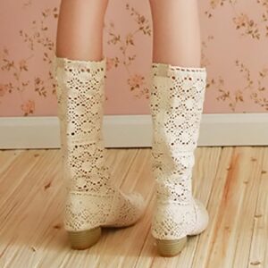 sparkly cowgirl boots, fall boots lace hollow low heel round head high barrel long boots short cowboy boots blue cowboy boots