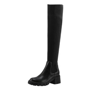 women's wide calf knee high boots, thick with round head boots after the strap classic models ankle boots short boots womens western boots western boots