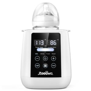 bottle warmer, zooawa fast baby bottle warmer for most bottles, 10-in-1 baby milk warmer with imd led display & smart temperature control, bottle warmers for breastmilk and formula, white