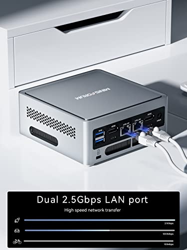 MINISFORUM NAB5 Mini PC 12th Gen Core i5-12450H 8C/12T up to 4.4GHz Mini Computer with Intel UHD Graphics, 32G DDR4 512G PCIe4.0 SSD, 2X HDMI, 2X USB-C, 2X 2.5G LAN, 4X USB3.2 Type-A Desktop Computer