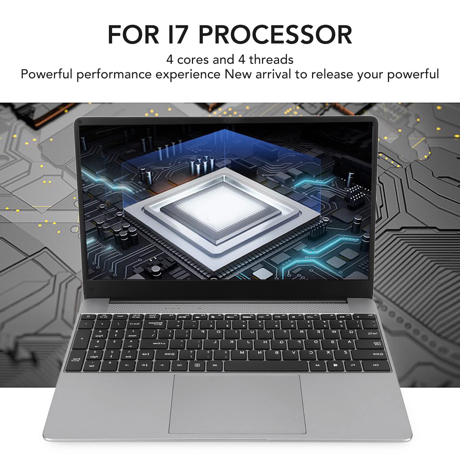 GOWENIC 15.6in 2K FHD Laptop, fori7 CPU, 16GB RAM, 500GB SSD,10, Portable and Ultra Thin, Backlit Keyboard, Large Storage (16+1TB US Plug)
