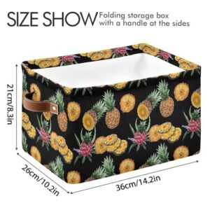 Pineapple Storage Basket Bins Foldable Laundry Hamper Toy Storage Bins Box Organizer for Living Room Clothes Nursery Closet Shelf Playroom,2 pcs