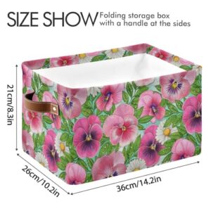 Daisy Flowers Storage Basket Bins Foldable Decorative Storage Box Laundry Hamper Baskte Storage for Bedroom Office Clothes Pet Nursery Living Room,2 pcs