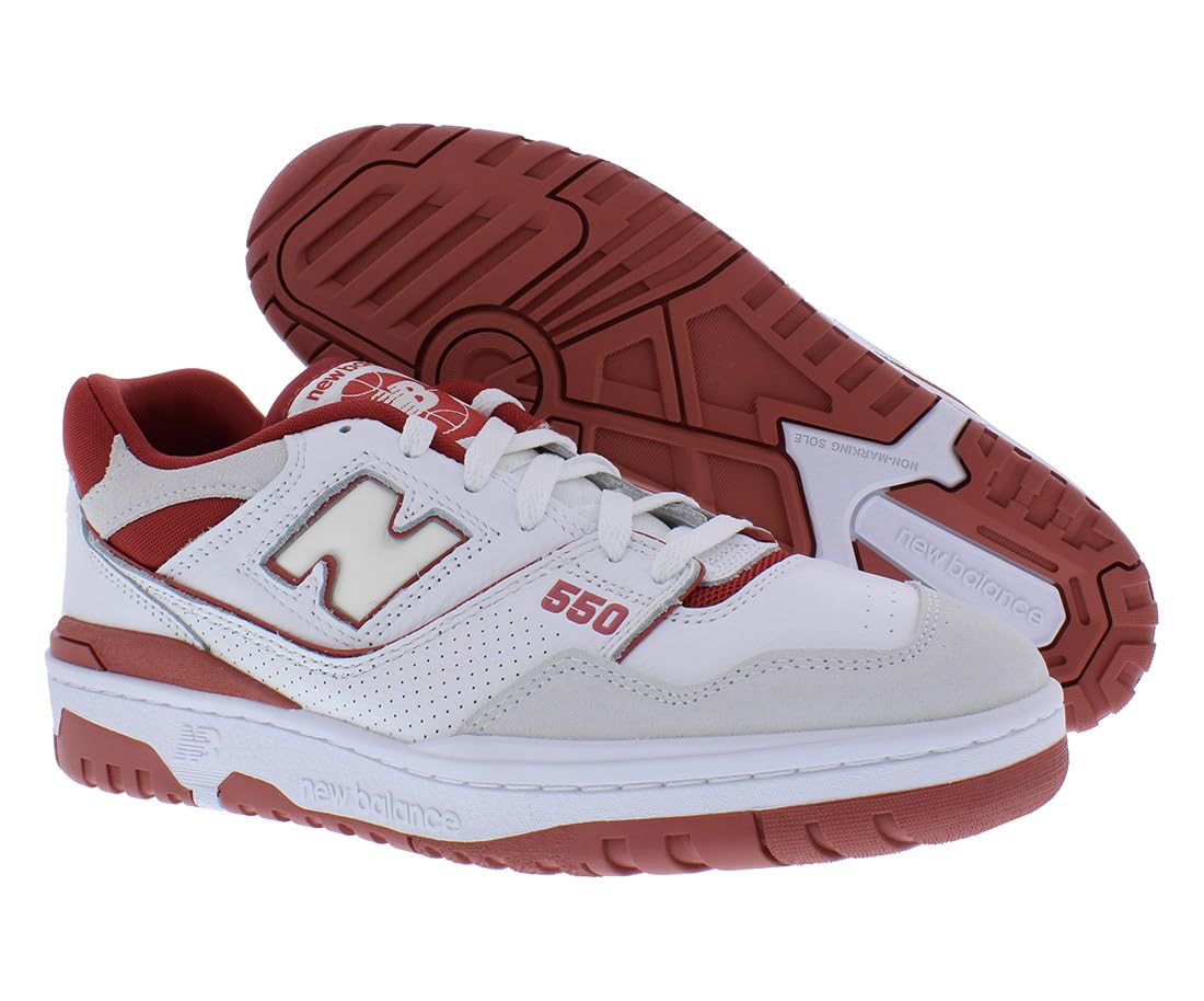 New Balance 550 Unisex Shoes Size 9, Color: White/Red-White