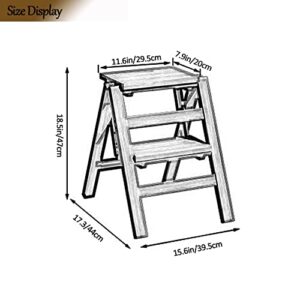 LUCEAE Step Stool,Wooden Folding2Steps Wide Tread Step Stool,Portable Stepladder/Step Chair,Non-Slip and Lightweight,Multifunctionalhome,Office