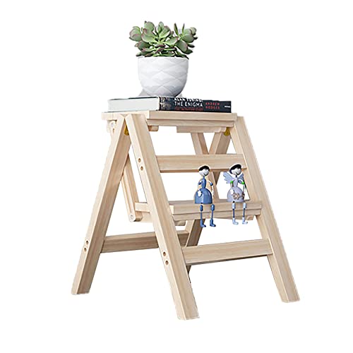 LUCEAE Step Stool,Wooden Folding2Steps Wide Tread Step Stool,Portable Stepladder/Step Chair,Non-Slip and Lightweight,Multifunctionalhome,Office