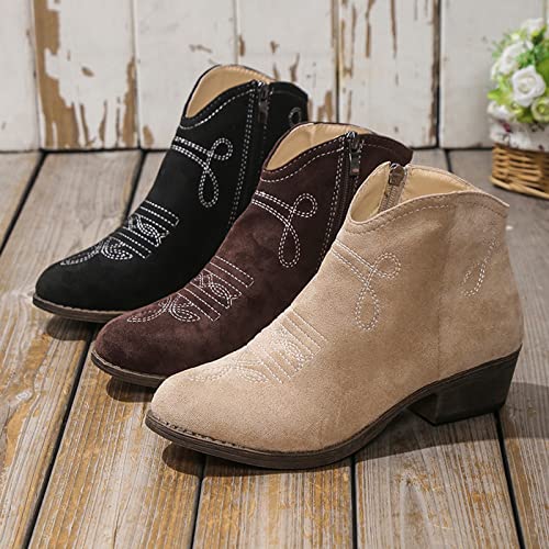 leather & suede winter boots square heel nude short comfortable thick heel suede short boots high heel casual rhinestone wedge boots