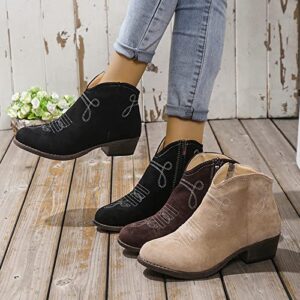 leather & suede winter boots square heel nude short comfortable thick heel suede short boots high heel casual rhinestone wedge boots