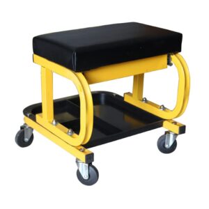 mobile rolling utility seat or chair, mechanics stool with wheels, heavy duty roller creeper seat, with tool storage trays mechanic stool (color : yellow, size : 38x13x50cm)