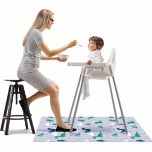 Tinideya 60 Sheets Disposable Baby Splat Mat for Under High Chair 47 x 29 Inch Disposable Placemats for Baby Waterproof Floor Mat Restaurant Table Mats Washable Spill Mat for Picnic Craft (Dinosaur)