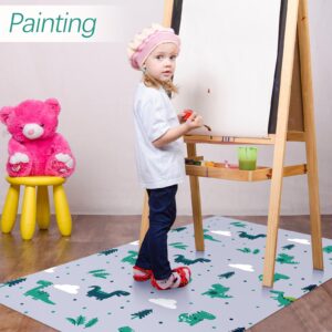 Tinideya 60 Sheets Disposable Baby Splat Mat for Under High Chair 47 x 29 Inch Disposable Placemats for Baby Waterproof Floor Mat Restaurant Table Mats Washable Spill Mat for Picnic Craft (Dinosaur)