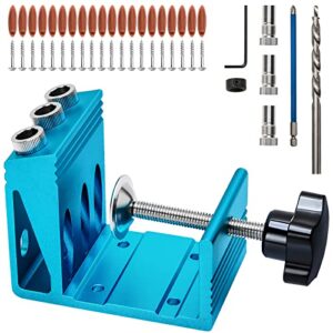 pocket hole jig kit with 3 drill hole dowel drill joinery screw kit all-in-one drill hole system set wood woodwork guides joint angle tool
