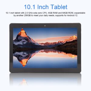 Vikye 10.1 Inch Tablet withEarphones,12 5G WiFi 4GB RAM 64GB ROM 1920x1200 Full HD Incell Touchscreen, Dual 8MP 13MP Cameras, USB Type C Port (US Plug)