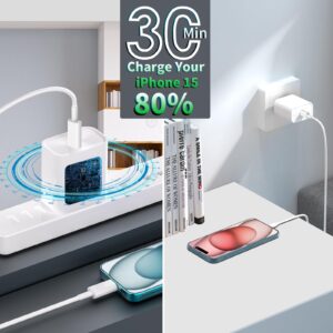 【MFi Certified】iPhone 15 Charger Fast Charging, KYOHAYA 2Pack PD 20W USB-C Power Type-C Wall Charger Adapter + 10FT Long USB-C to USB-C Cable for iPhone 15/15 Plus/15 Pro/15 Pro Max, iPad Pro/Air/Mini