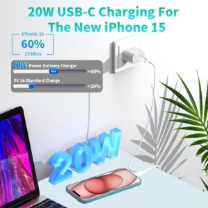 【MFi Certified】iPhone 15 Charger Fast Charging, KYOHAYA 2Pack PD 20W USB-C Power Type-C Wall Charger Adapter + 10FT Long USB-C to USB-C Cable for iPhone 15/15 Plus/15 Pro/15 Pro Max, iPad Pro/Air/Mini