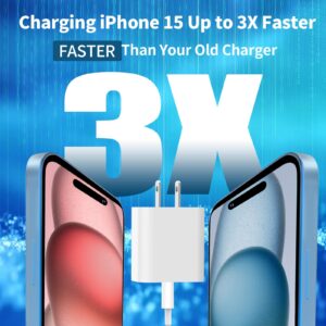 【MFi Certified】iPhone 15 Charger Fast Charging, KYOHAYA 2Pack PD 20W USB-C Power Type-C Wall Charger Adapter + 10FT Long USB-C to USB-C Cable for iPhone 15/15 Plus/15 Pro/15 Pro Max, iPad Pro/Air/Mini