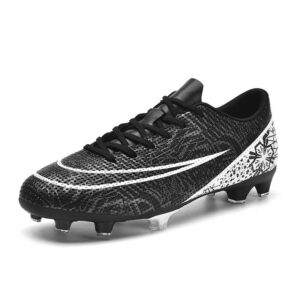 DHOVOR Mens Womens Soccer Cleats Youth Non Slip Athletics Football Cleats Unisex Football Boots Light-Weight Outdoor Soccer Shoes