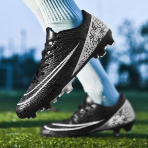 DHOVOR Mens Womens Soccer Cleats Youth Non Slip Athletics Football Cleats Unisex Football Boots Light-Weight Outdoor Soccer Shoes