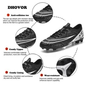 DHOVOR Mens Womens Soccer Cleats Youth Non Slip Athletics Football Cleats Unisex Football Boots Light-Weight Outdoor Soccer Shoes