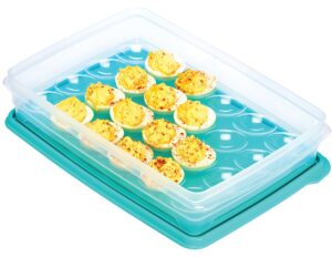 buddeez [made in usa] deviled egg carrier with lid | deviled egg tray with lid | deviled egg container(s) are stackable and hold 24-eggs