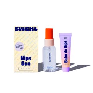 nipple cream for breastfeeding - nips duo by swehl | includes protective spray (1.35 oz) & soothing balm (0.5 oz) | safe for nursing | baby shower gifts for new moms | baby registry must-have