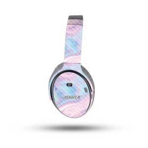 mightyskins carbon fiber skin compatible with bose quietcomfort 35 ii headphones - pastel wave | protective, durable textured carbon fiber finish | easy to apply