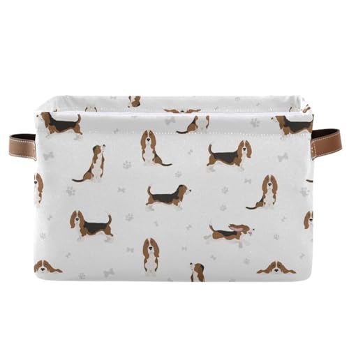 Dog Basset Hound Storage Basket Bins Foldable Decorative Storage Box Laundry Hamper Baskte Storage for Bedroom Office Clothes Pet Nursery Living Room,1 pcs