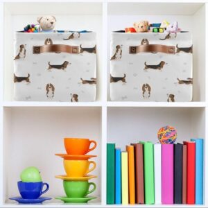 Dog Basset Hound Storage Basket Bins Foldable Decorative Storage Box Laundry Hamper Baskte Storage for Bedroom Office Clothes Pet Nursery Living Room,1 pcs