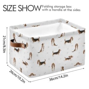 Dog Basset Hound Storage Basket Bins Foldable Decorative Storage Box Laundry Hamper Baskte Storage for Bedroom Office Clothes Pet Nursery Living Room,1 pcs