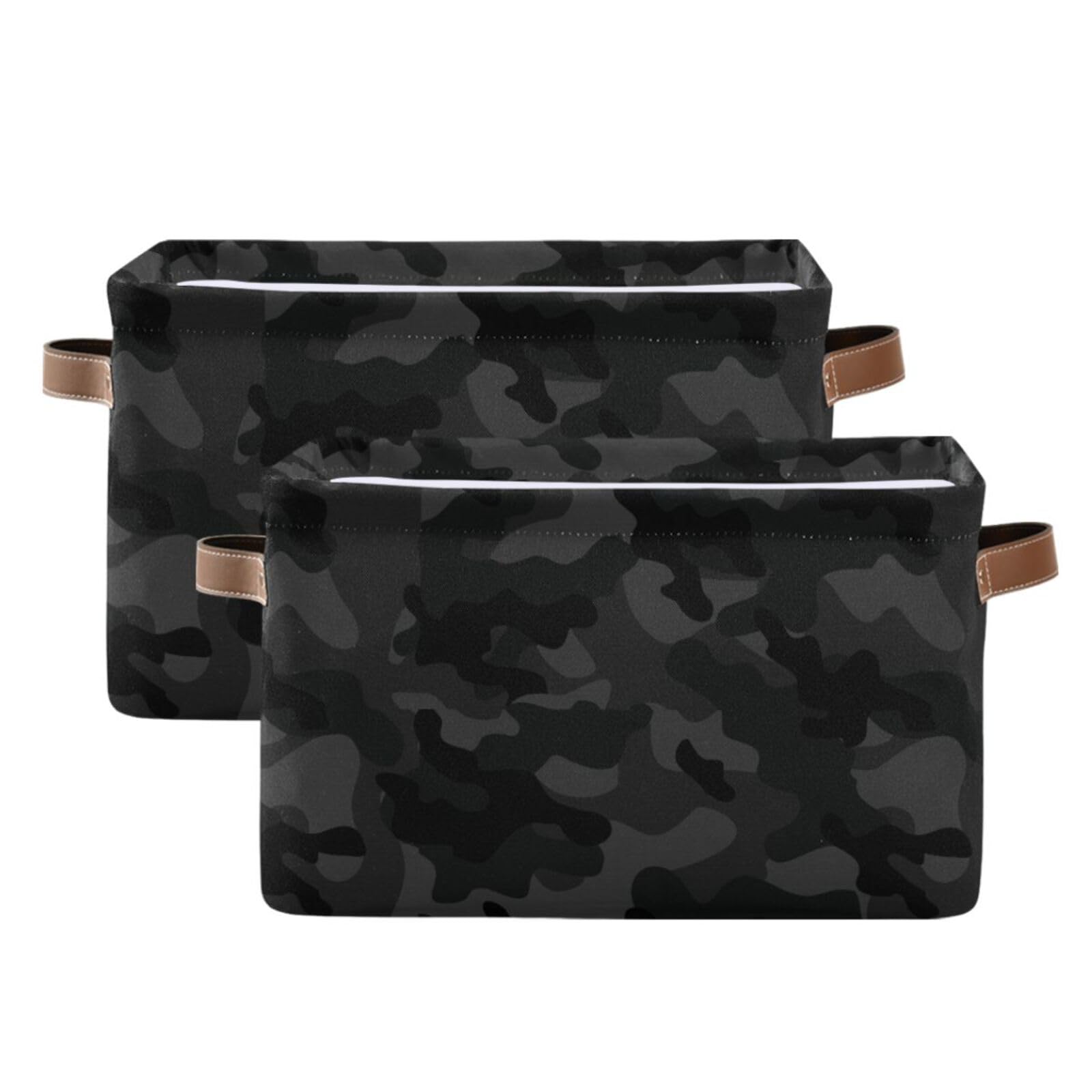 Dark Abstract Camo Storage Basket Bins Foldable Toy Baskets Organization with Handles Laundry Hamper for Bedroom Office Clothes Pet Nursery Living Room,2 pcs