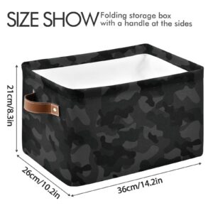 Dark Abstract Camo Storage Basket Bins Foldable Toy Baskets Organization with Handles Laundry Hamper for Bedroom Office Clothes Pet Nursery Living Room,2 pcs