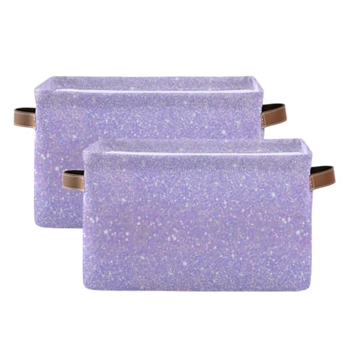 Purple Sequins Storage Basket Bins Foldable Decorative Storage Box Laundry Hamper Baskte Storage for Playroom Living Bed Room Office Clothes Nursery,2 pcs