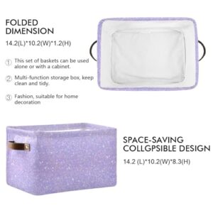 Purple Sequins Storage Basket Bins Foldable Decorative Storage Box Laundry Hamper Baskte Storage for Playroom Living Bed Room Office Clothes Nursery,2 pcs